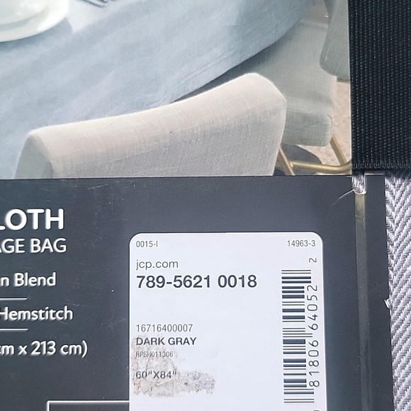 Fieldcrest Luxury Cotton Linen Harringbone Tablecloth 60 x 84 Dark Gray - Picture 8 of 8